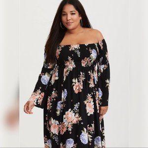 Torrid Floral  SMOCKED MAXI DRESS